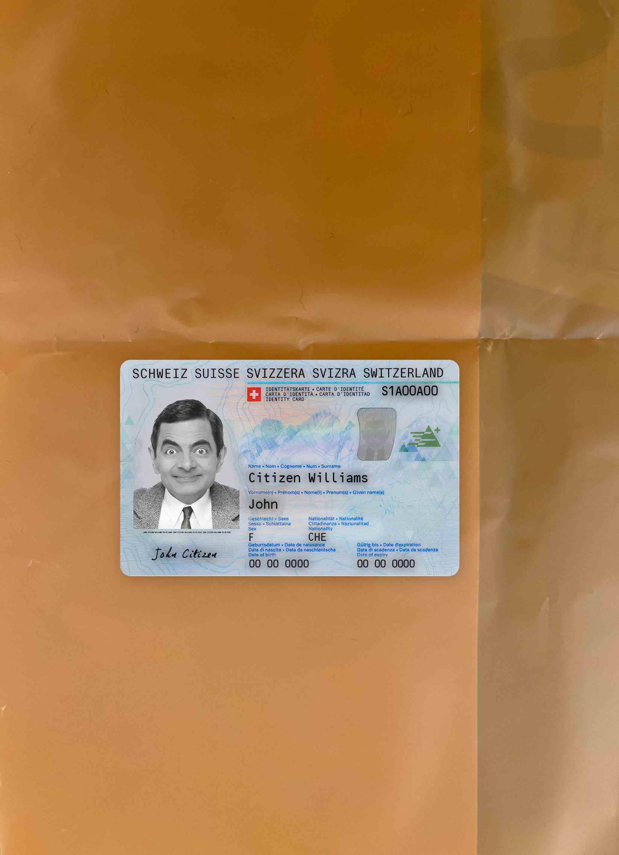 Switzerland ID card photolook FRONT PSD template